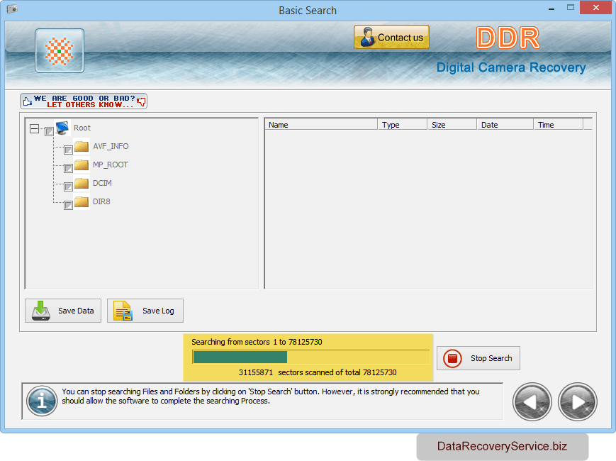 Data recovery process is in progress Data recovery process is in progress