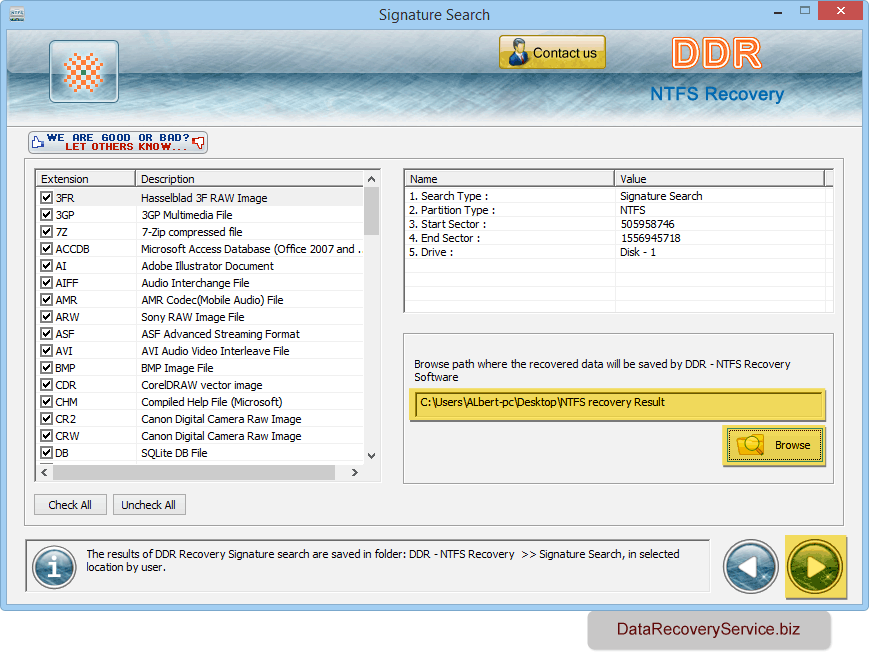 Browse path to save recovered data Browse path to save recovered data