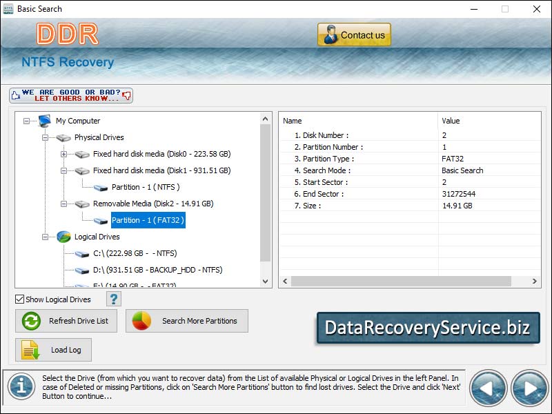 NTFS Data Recovery screen shot