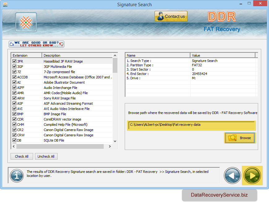 Browse path to save recovered files Browse path to save recovered files
