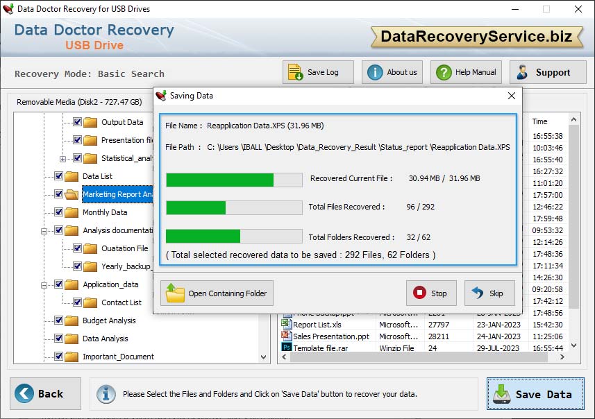 Save recovered data Save recovered data