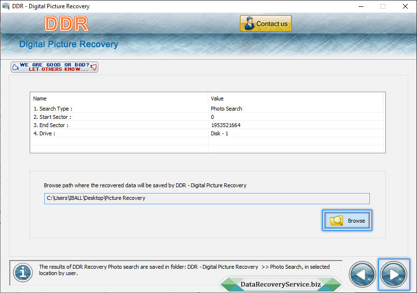 Browse path to save recovered images Browse path to save recovered images