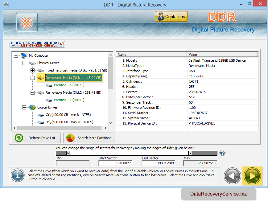 Select removable media Select removable media