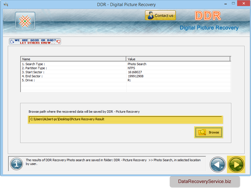 Browse path to save recovered images Browse path to save recovered images
