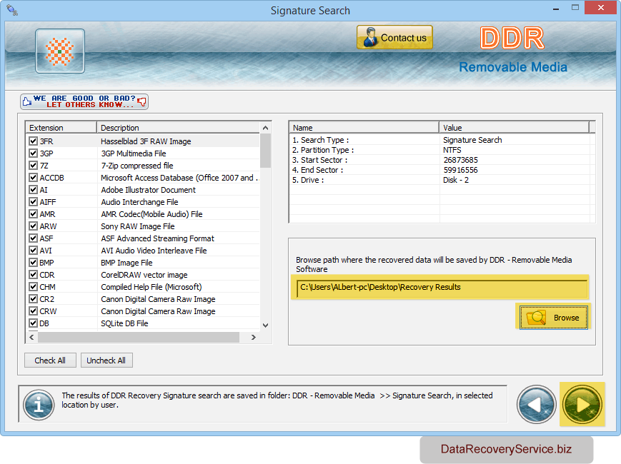Browse path to save recovered data Browse path to save recovered data