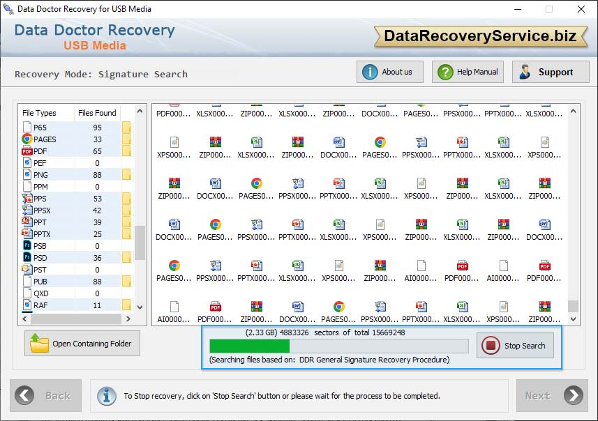 Files searching process is in progress
