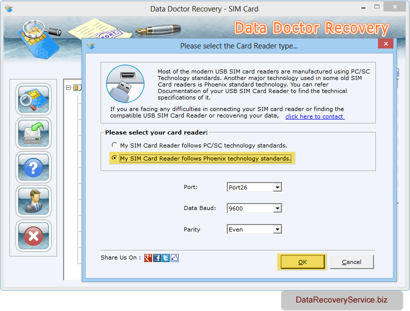 Select your card reader type