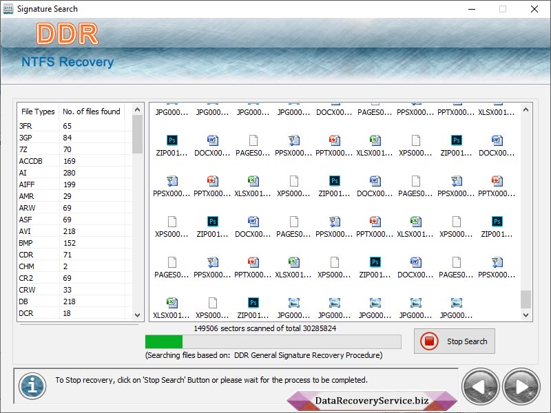 Screenshot of Data Recovery Service