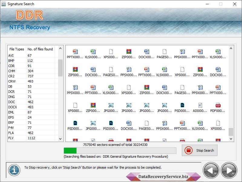 Screenshot of NTFS Data Recovery Service