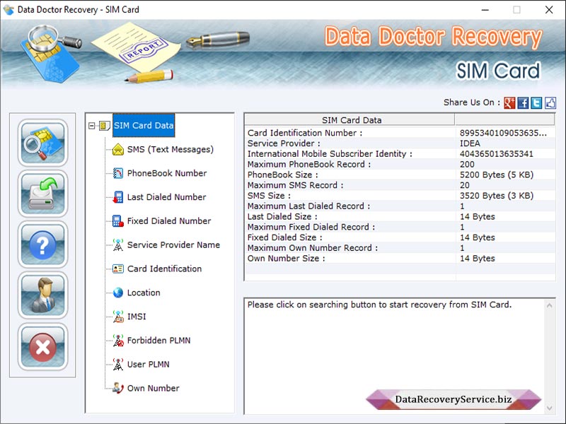 Screenshot of SIM Card Data Recovery Service